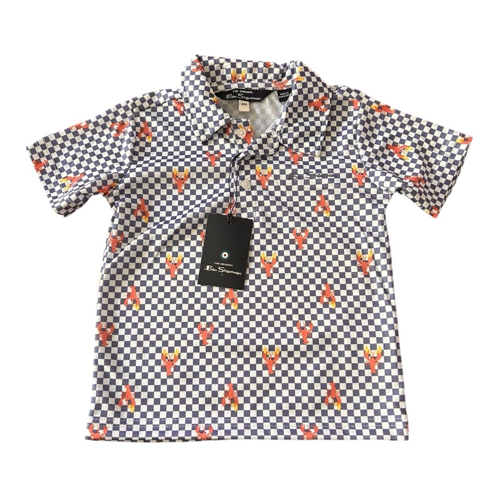 Ben Sherman checkered print lobster polo 24 months